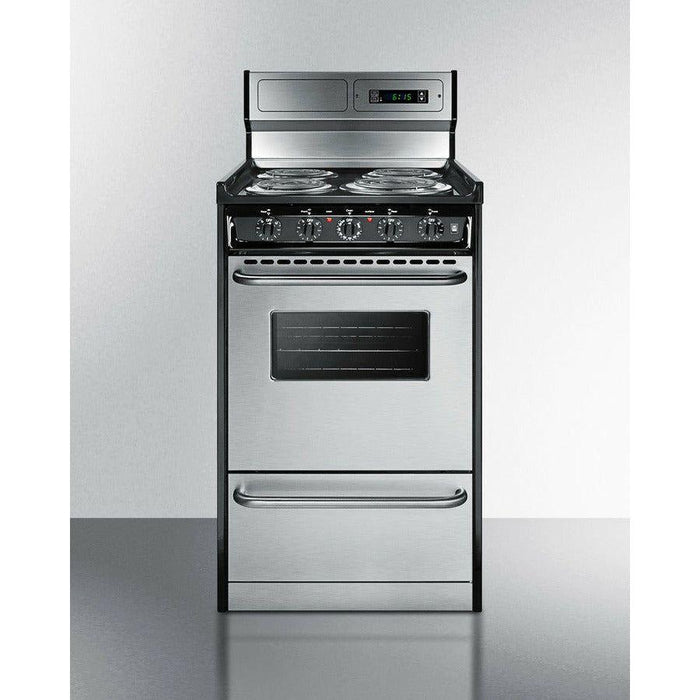 Summit 20 in. Wide Electric Coil Range with 4 Coil Elements, 2.46 cu. ft. Total Oven Capacity, Viewing Window, Storage Drawer, Porcelainized Cooking Surface - TEM130BKWY