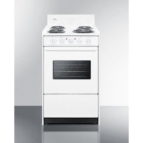 Summit 20 in. Wide Electric Coil Top Range with 4 Coil Elements, 2.46 cu. ft. Total Oven Capacity, Storage Drawer, ADA Compliant, Storage Drawer - WEM110