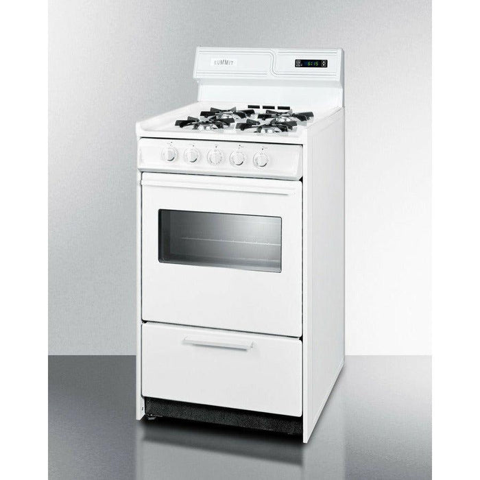 Summit 20 in. Wide Gas Range with Natural Gas, 4 Open Burners, 2.46 cu. ft. Total Oven Capacity, Viewing Window, Broiler Drawer - WNM1307