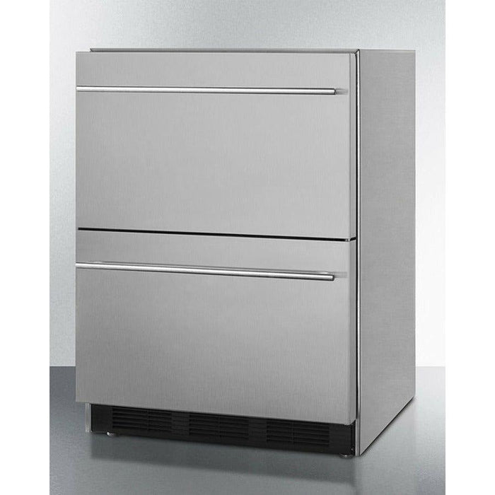 Summit 24 in. Wide 2-Drawer All-Refrigerator with 3.0 Cu. Ft. Capacity, Adjustable Thermostat, Fan-Forced Cooling - SP6DBS2D7