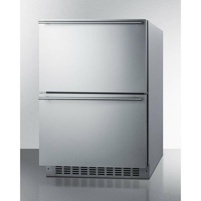 Summit 24 in. Wide 2-Drawer Refrigerator-Freezer with 3.9 cu. ft. Capacity, Frost Free Defrost, in Stainless Steel - SPRF34D