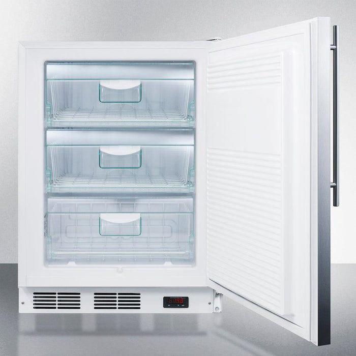 Summit 24 In. Wide All-Freezer, ADA Compliant with 3.5 cu. ft. Capacity, Right Hinge, Manual Defrost, ADA Compliant, Approved for Medical Use, Adjustable Thermostat - VT65ML7SS