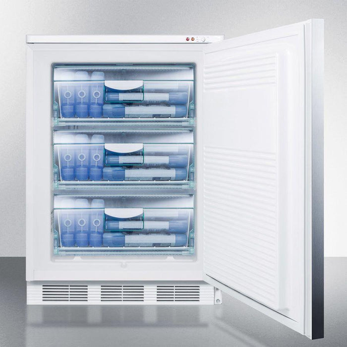 Summit 24 In. Wide All-Freezer with 3.5 cu. ft. Capacity, Right Hinge, Manual Defrost, Approved for Medical Use, Factory Installed Lock, - VT65MLSS