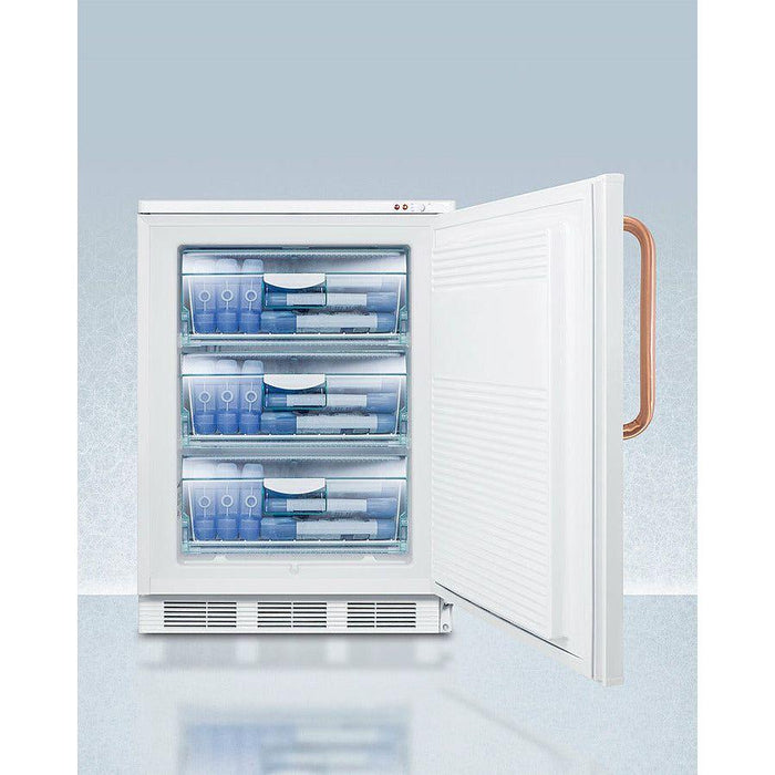 Summit 24 in. Wide All-Freezer with Antimicrobial Pure Copper Handle with 3.5 cu. ft. Capacity, Right Hinge, Manual Defrost, Approved for Medical Use, Factory Installed Lock, CFC Free - VT65MLTBC