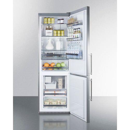 Summit 24 in. Wide Bottom Freezer Refrigerator With Icemaker - FFBF249SSIM