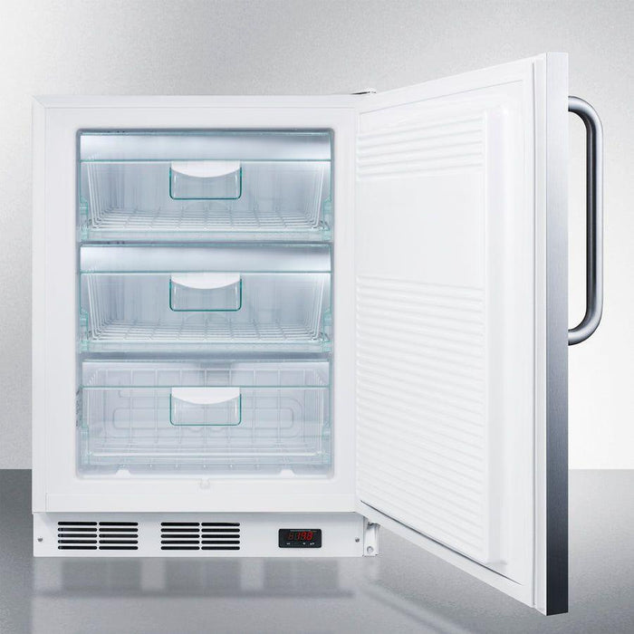 Summit 24 In. Wide Built-In All-Freezer with 3.5 cu. ft. Capacity, Right Hinge, Manual Defrost, ADA Compliant, Approved for Medical Use - VT65ML7BISS