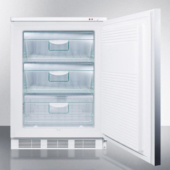 Summit 24 In. Wide Built-In All-Freezer with 3.5 cu. ft. Capacity, Right Hinge, Manual Defrost, Approved for Medical Use, CFC Free, Adjustable Thermostat - VT65MLBISS