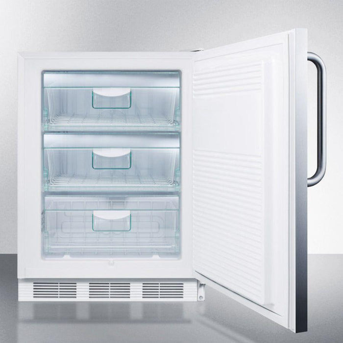 Summit 24 In. Wide Built-In All-Freezer with 3.5 cu. ft. Capacity, Right Hinge, Manual Defrost, Approved for Medical Use, Factory Installed Lock - VT65MLCSS