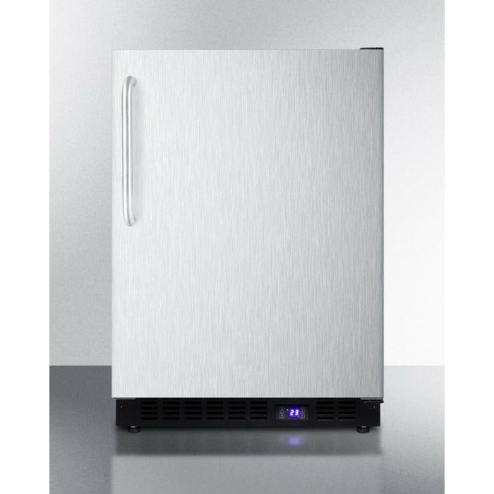 Summit 24 in. Wide Built-In All-Freezer with High-Temperature Alarm, Adjustable Chrome Shelves, Temperature Memory Function, Frost-Free, Open Door Alarm, Built-In Capable, Professional Handle, Fingerprint Resistant - SCFF53BX