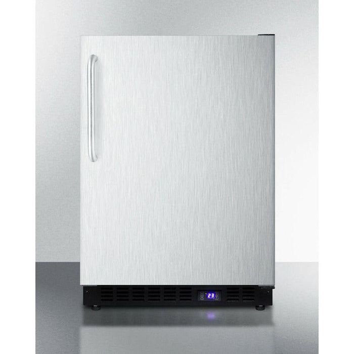 Summit 24 in. Wide Built-In All-Freezer With Icemaker, High-Temperature Alarm, Adjustable Chrome Shelves, Temperature Memory Function, Frost-Free, Open Door Alarm, Built-In Capable, Professional Handle, Fingerprint Resistant - SCFF53BX