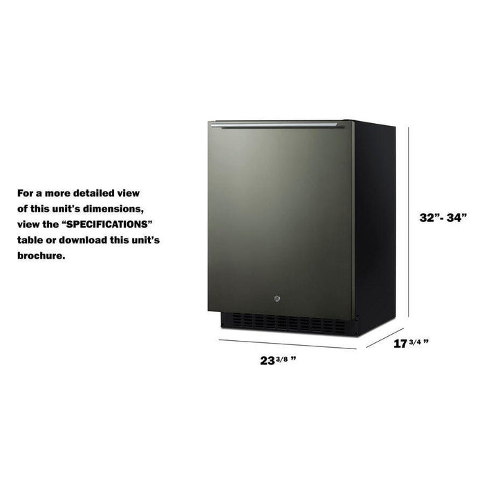 Summit 24 in. Wide Built-In All-Refrigerator, ADA Compliant with 3.1 cu. ft. Capacity, 3 Wire Shelves, Right Hinge, with Door Lock, Frost Free Defrost, Frost-Free Operation - ASDS2413KSHH