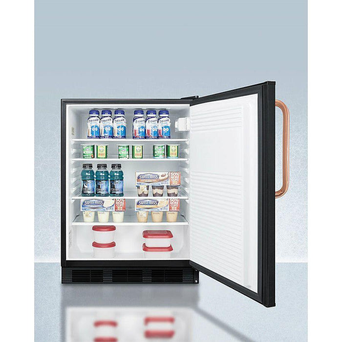 Summit 24 in. Wide Built-in All-refrigerator with Antimicrobial Pure Copper Handle, ADA Compliant - FF7LBLKBITBCADA