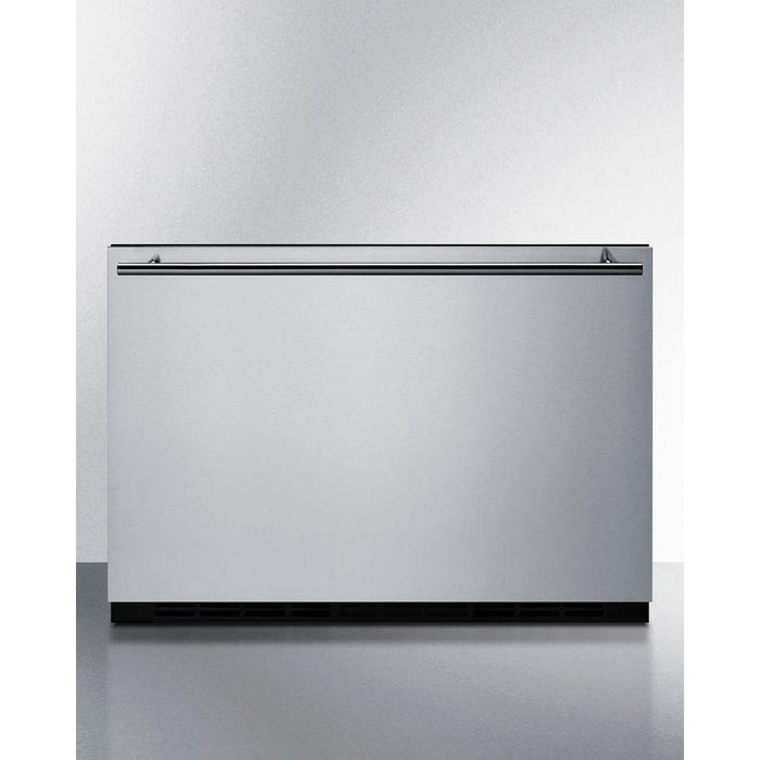 Summit 24 in. Wide Built-In Outdoor Drawer Refrigerator with 2 cu. ft. Capacity, Frost Free Defrost, Frost-Free Operation, CFC Free, Commercially Approved, Child Lock, Temperature Memory Function, Right-Angle Plug, Sealed Back - SDR241OS