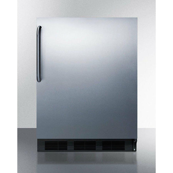 Summit 24 in. Wide Built-In Refrigerator-Freezer, ADA Compliant with 5.1 cu. ft. Capacity, 2 Glass Shelves, Right Hinge, Crisper Drawer, Cycle Defrost, Adjustable Glass Shelves, Adjustable Thermostat - CT663BKCSSADA