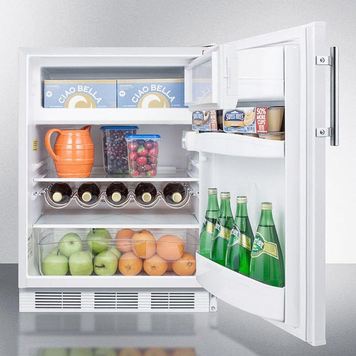 Summit 24 in. Wide Built-In Refrigerator-Freezer, ADA Compliant with 5.1 cu. ft. Capacity, 2 Glass Shelves, Right Hinge with Reversible Doors, Crisper Drawer, Cycle Defrost, ADA Compliant, Adjustable Glass Shelves - CT661WBIADA