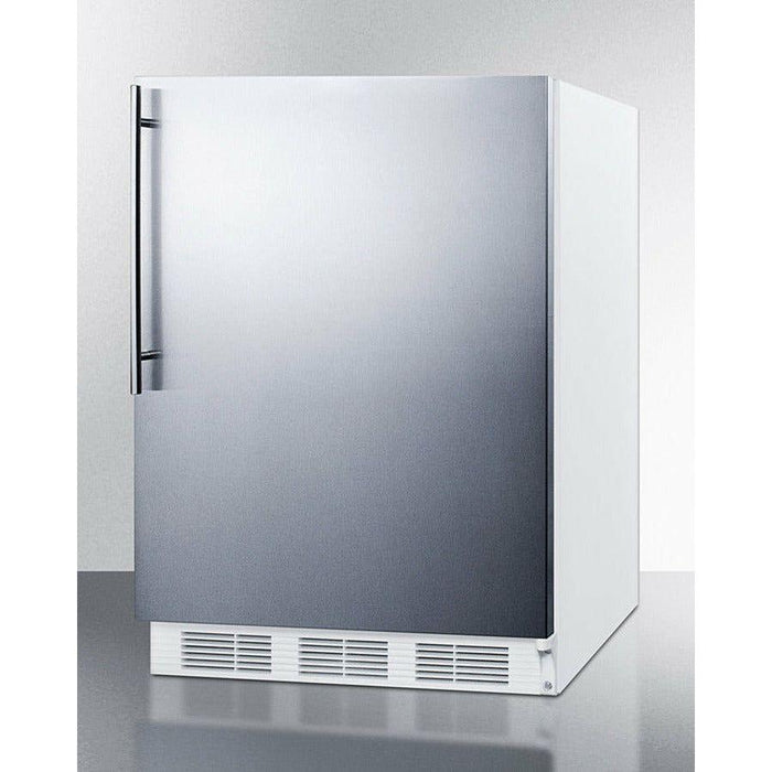 Summit 24 in. Wide Built-In Refrigerator-Freezer with 5.1 cu. ft. Capacity, 2 Glass Shelves, Crisper Drawer, Cycle Defrost, ADA Compliant, Adjustable Glass Shelves - CT661WBISSH