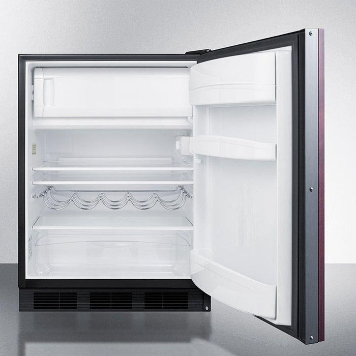 Summit 24 in. Wide Built-In Refrigerator-Freezer with 5.1 cu. ft. Capacity, 2 Glass Shelves, Crisper Drawer, Cycle Defrost, CFC Free, Wine Shelf, Adjustable Glass Shelves, Adjustable Thermostat, Cycle Defrost, Dual Evaporator Cooling - CT663BKBI