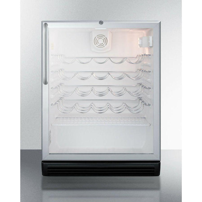 Summit 24 in. Wide Built-In Wine Cellar, ADA Compliant with 36 Bottle Capacity, Right Hinge, Glass Door, With Lock, 4 Adjustable Wine Racks, Analog Control, LED Light, Compressor Cooling, ETL Approved, CFC Free - SWC6GBL