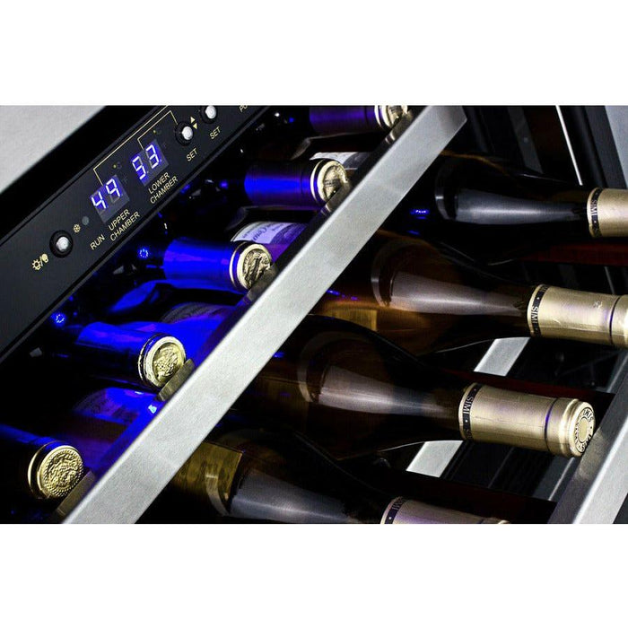 Summit 24 in. Wide Built-In Wine Cellar with 46 Bottle Capacity, Right Hinge, Glass Door, With Lock, 6 Extension Wine Racks, Digital Control, Compressor Cooling, ETL Approved - SWC530BLBIST