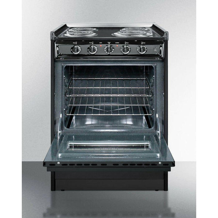 Summit 24 in. Wide Electric Coil Range with 4 Elements, 2.92 cu. ft. Total Oven Capacity, Storage Drawer, ADA Compliant, Storage Drawer - TEM610CR