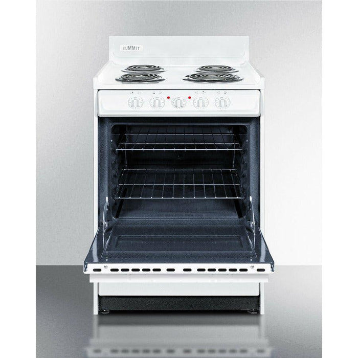 Summit 24 in. Wide Electric Coil Top Range with 4 Coil Elements, 2.92 cu. ft. Total Oven Capacity, Storage Drawer, ADA Compliant - WEM610