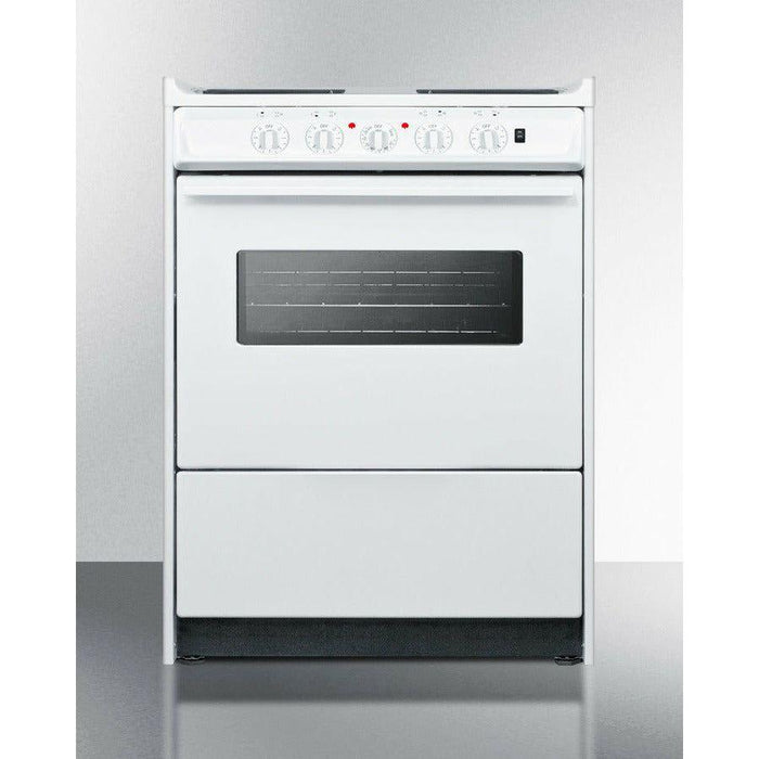 Summit 24 in. Wide Electric Coil Top Range with 4 Elements, 2.92 cu. ft. Total Oven Capacity, Storage Drawer, ADA Compliant, Storage Drawer - WEM610R