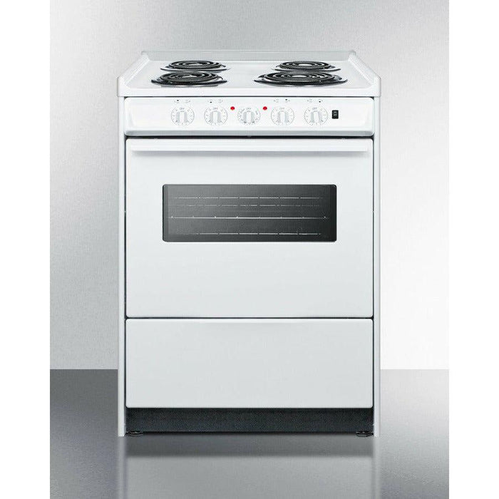 Summit 24 in. Wide Electric Coil Top Range with 4 Elements, 2.92 cu. ft. Total Oven Capacity, Storage Drawer, ADA Compliant, Storage Drawer - WEM610R