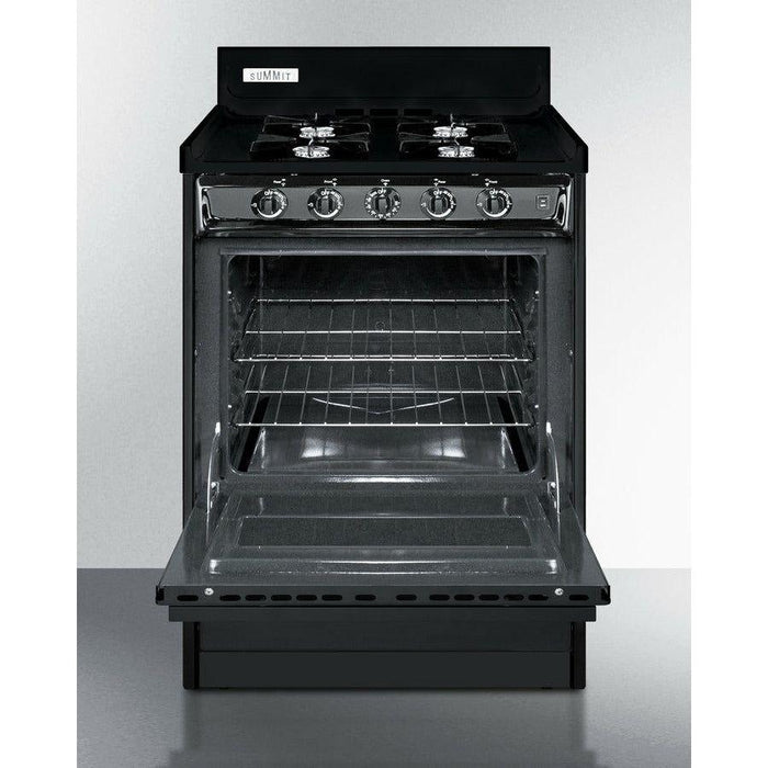 Summit 24 in. Wide Gas Range, Open Burners with Natural Gas, 4 Open Burners, 2.92 cu. ft. Total Oven Capacity, Broiler Drawer, ADA Compliant - TNM6107C