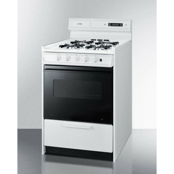 Summit 24 in. Wide Gas Range with Natural Gas, 4 Open Burners, 2.92 cu. ft. Total Oven Capacity, Viewing Window, Broiler Drawer - WNM6307