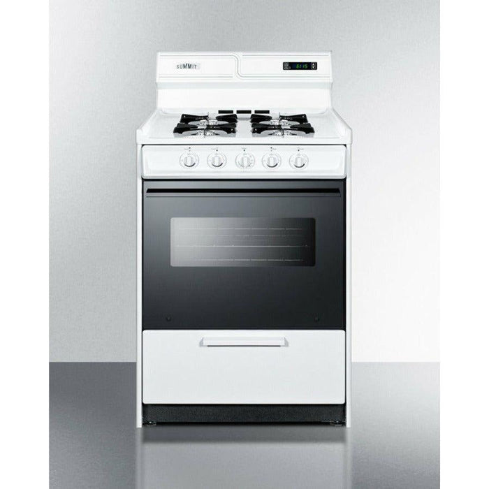 Summit 24 in. Wide Gas Range with Natural Gas, 4 Open Burners, 2.92 cu. ft. Total Oven Capacity, Viewing Window, Broiler Drawer - WNM6307