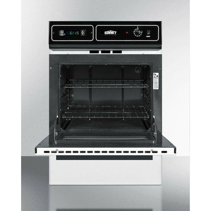 Summit 24 in. Wide Gas Wall Oven with Broiler Drawer, 2 Oven Racks, Timer, LP Convertible in White - WTM7212KW