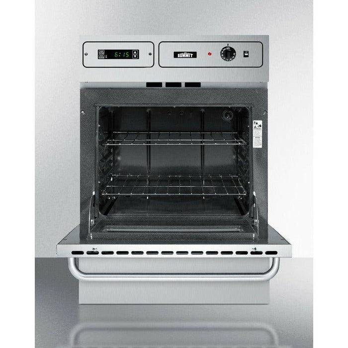 Summit 24 in. Wide Gas Wall Oven with Removable Door, LP Conversion, Electronic Ignition, Porcelain Interior, Lower Broiler, Digital Clock - TTM7212