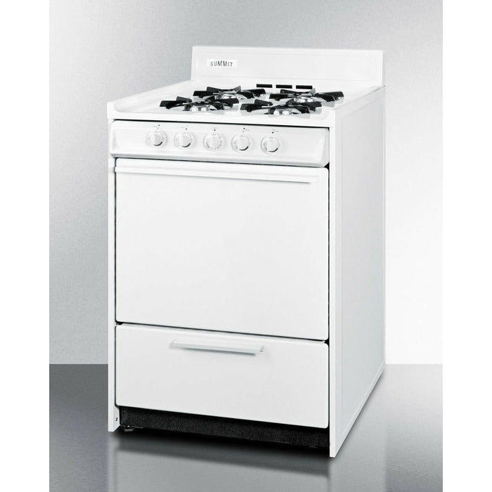 Summit 24 in. Wide Propane Gas Range, Battery Start with Battery Start, 4 Burners, Broiler Compartment, Upfront Controls, Porcelain and Steel Construction - WLM610P