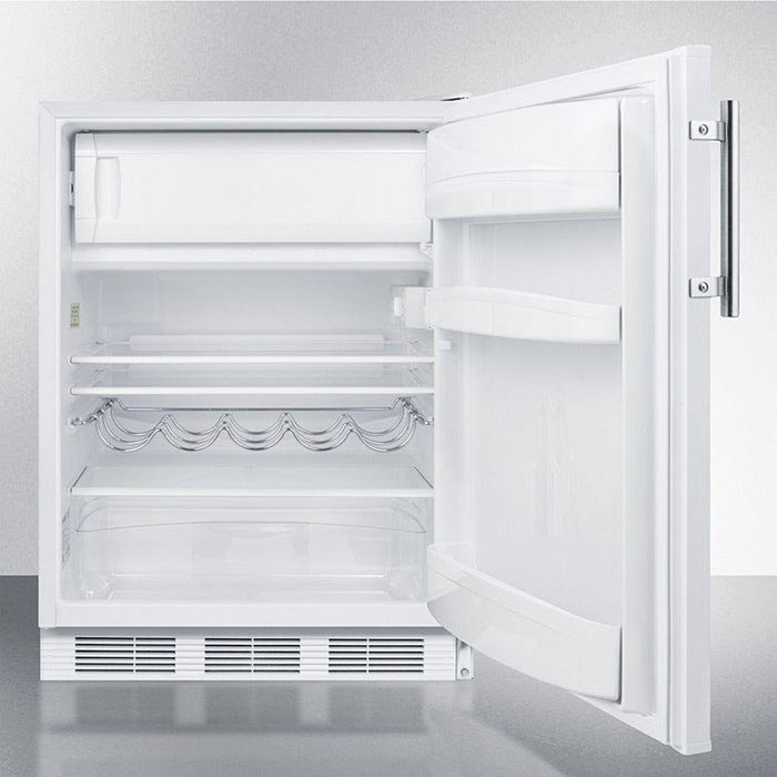 Summit 24 in. Wide Refrigerator-Freezer with 5.1 cu. ft. Capacity, 2 Glass Shelves, Right Hinge with Reversible Doors, Crisper Drawer, Cycle Defrost, CFC Free, Adjustable Glass Shelves, Adjustable Thermostat - CT661W