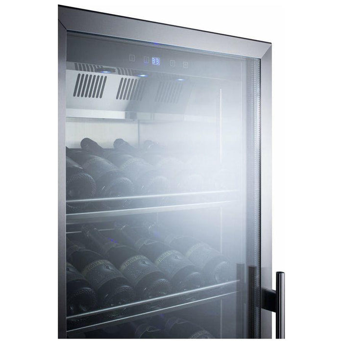 Summit 24 in. Wide Single Zone Commercial Wine Cellar with 35 Bottle Capacity, Right Hinge, Glass Door, With Lock, 6 Fixed Wine Racks, Digital Control, LED Light, Compressor Cooling, ETL Approved, Digital Thermostat, Factory Installed Lock - SCR1401