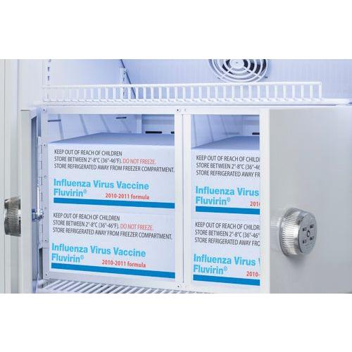 Summit 24" Upright Vaccine Refrigerator 15 Cu.Ft. with Interior Lockers, Door Lock, Right Hinge with Reversible Doors, Automatic Defrost, CFC Free, Eco-Friendly Refrigerant, LED Light - ARG15PVLOCKER