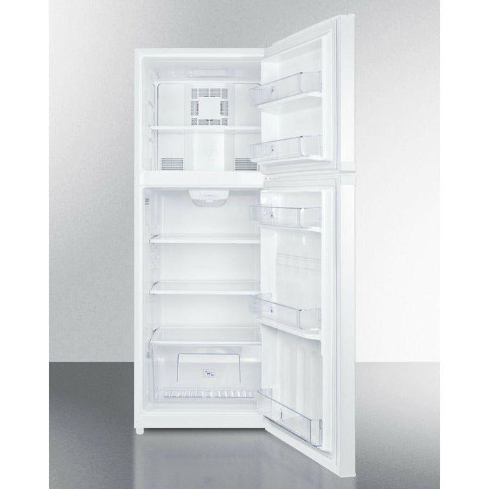 Summit 26 in. Wide Top Mount Refrigerator-Freezer with 12.9 cu. ft. Total Capacity, 2 Glass Shelves, 3.92 cu. ft. Freezer Capacity, Right Hinge with Reversible Doors - FF1427W