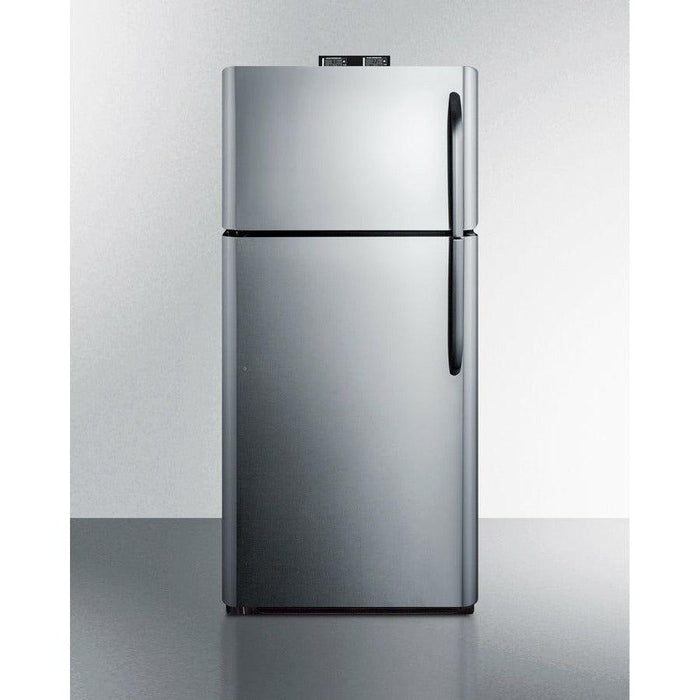 Summit 30 in. Top Freezer Refrigerator with 18 cu. ft. Total Capacity, Adjustable Thermostat and Shelves, CFC Free, High/Low Temperature Alarm, NIST Calibrated Temperature Display, Sealed Back, Gallon Door Bin, CARB Compliant