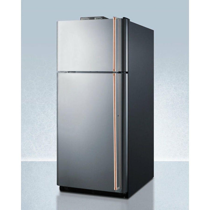 Summit 30 in. Top Freezer Refrigerator with 18 cu. ft. Total Capacity, Crisper Drawer, Frost Free Defrost, Adjustable Glass Shelves and Thermostat, High/Low Temperature Alarm, NIST Display, Sealed Back, CARB Compliant in Stainless look - BKRF18PLCP