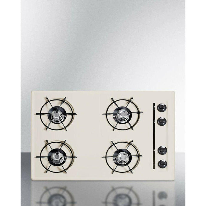 Summit 30 in. Wide 4-Burner Gas Cooktop with 4 Open Burners, Porcelain Enameled Steel Grates, Recessed Top, Porcelain Cooking Surface - SNL05