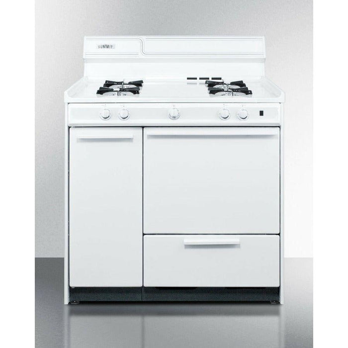 Summit 36 in. Wide Gas Range with Natural Gas, 4 Open Burners, 2.92 cu. ft. Total Oven Capacity, Broiler Drawer, Porcelain Construction - WNM430P