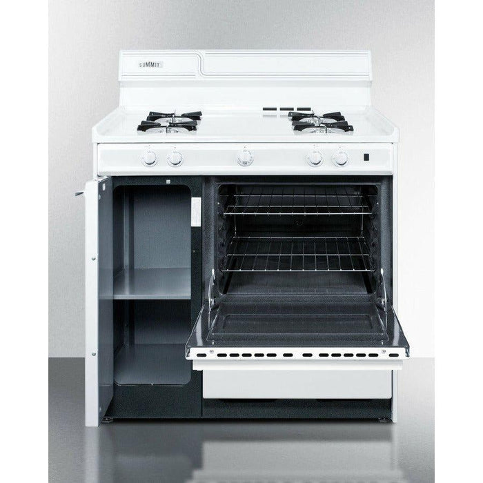 Summit 36 in. Wide Gas Range with Natural Gas, 4 Open Burners, 2.92 cu. ft. Total Oven Capacity, Broiler Drawer, Porcelain Construction - WNM430P