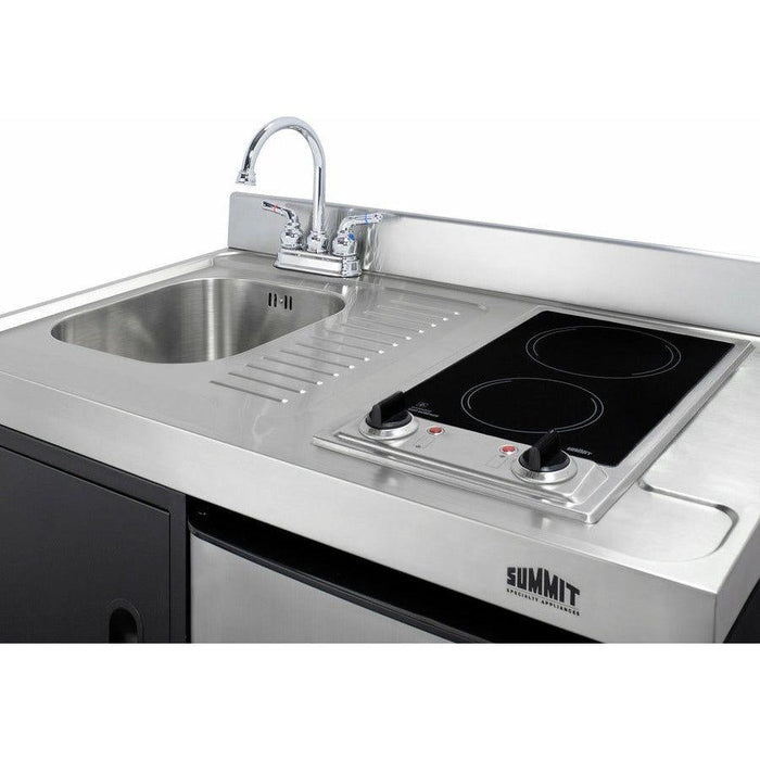 Summit 39 in. Wide All-In-One Kitchenette with Electric Smooth Top Burners - C39ELGLASSBK