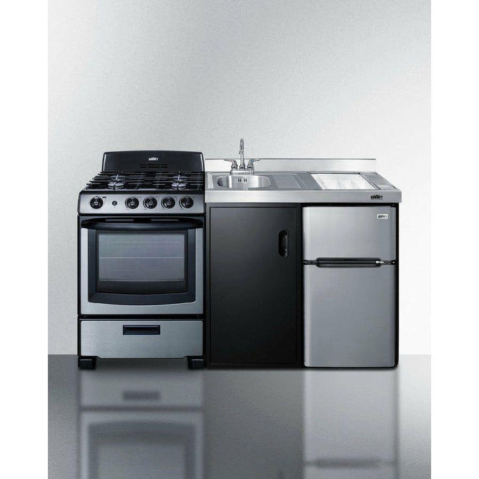 Summit 63 in. Wide All-in-One Kitchenette with Gas Range - ACK63GASBSS