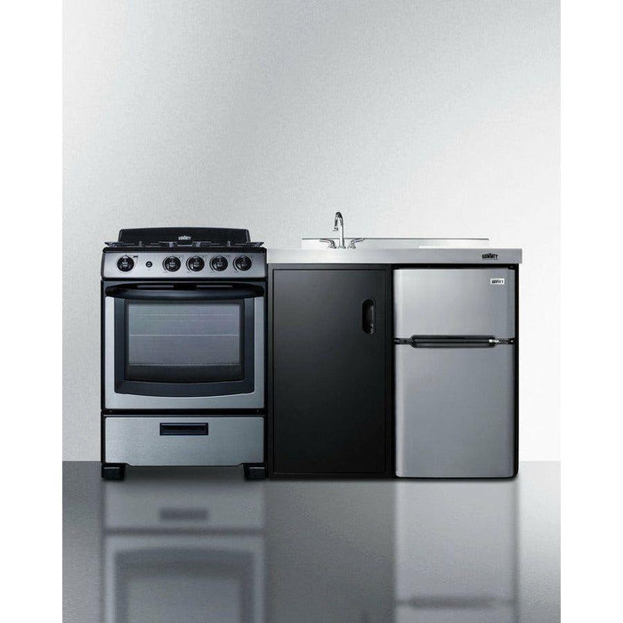 Summit 63 in. Wide All-in-One Kitchenette with Gas Range - ACK63GASBSS