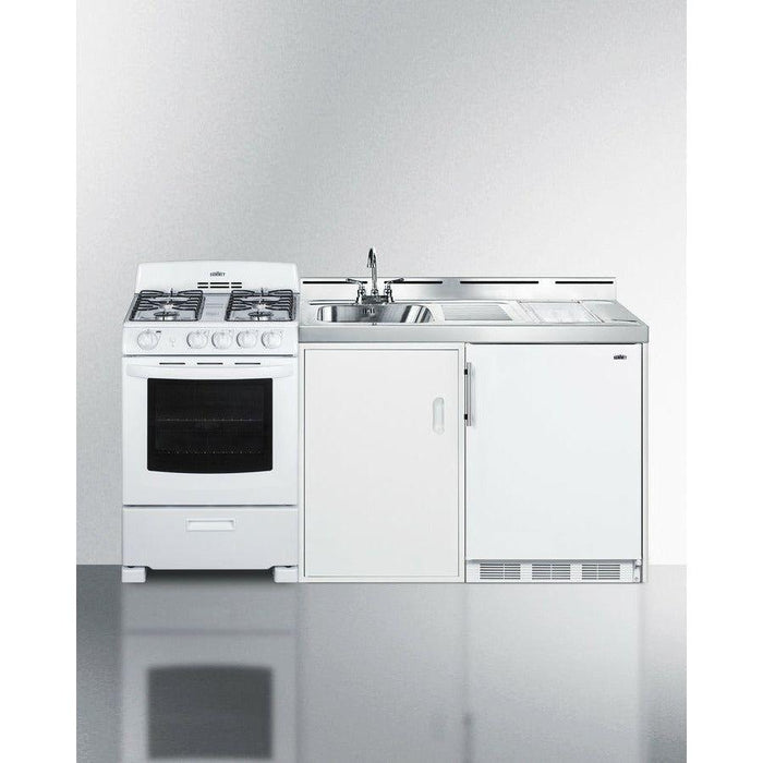 Summit 72 in. Wide All-in-One Kitchenette with Gas Range - ACK72GASW