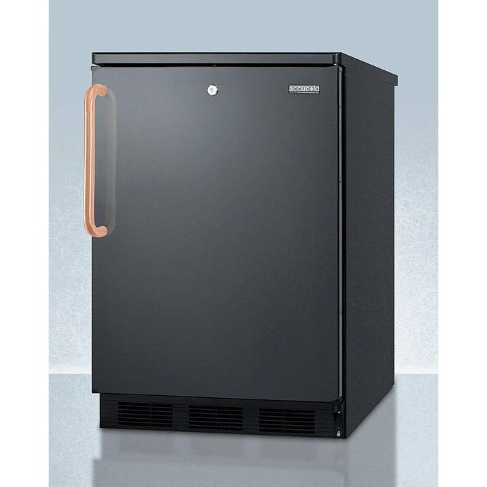 Summit Accucold 24 in. Wide 5.5 Cu. Ft. General Purpose Medical Refrigerator with Copper Handle and Keyed Lock - FF7LBLKTBC