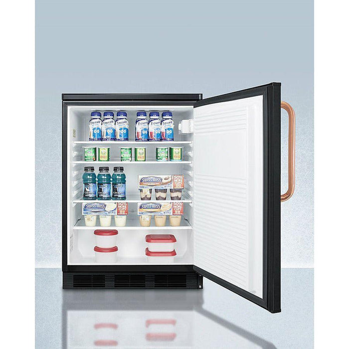 Summit Accucold 24 in. Wide 5.5 Cu. Ft. General Purpose Medical Refrigerator with Copper Handle and Keyed Lock - FF7LBLKTBC