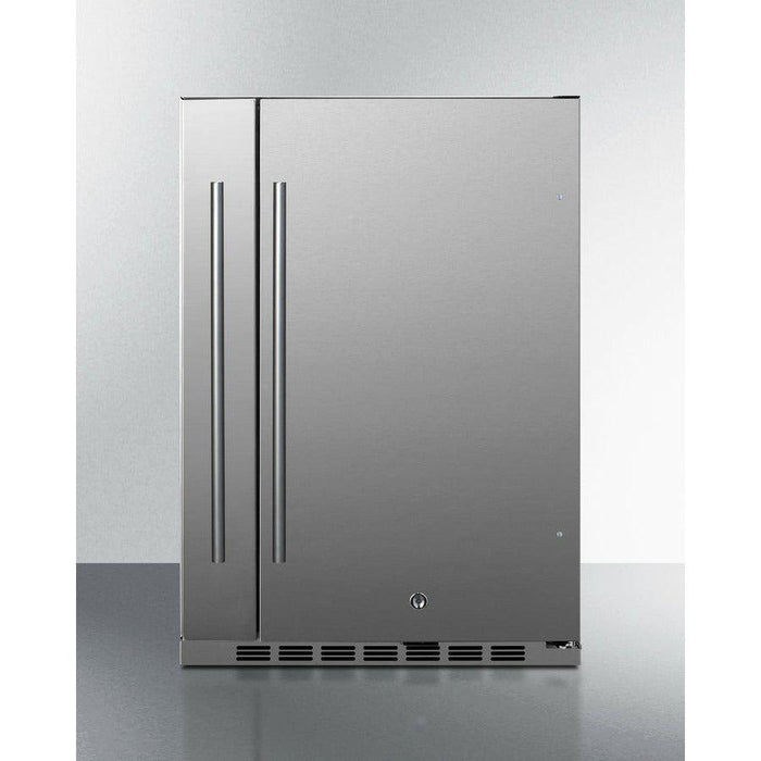 Summit Shallow Depth 24 in. Wide Outdoor Built-In All-Refrigerator With Slide-Out Storage Compartment - SPR196OS24