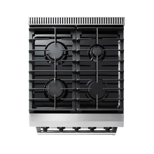 Thor Kitchen 2-Piece Appliance Package - 24-Inch Gas Range and Over-the-Range Microwave & Vent Hood in Stainless Steel